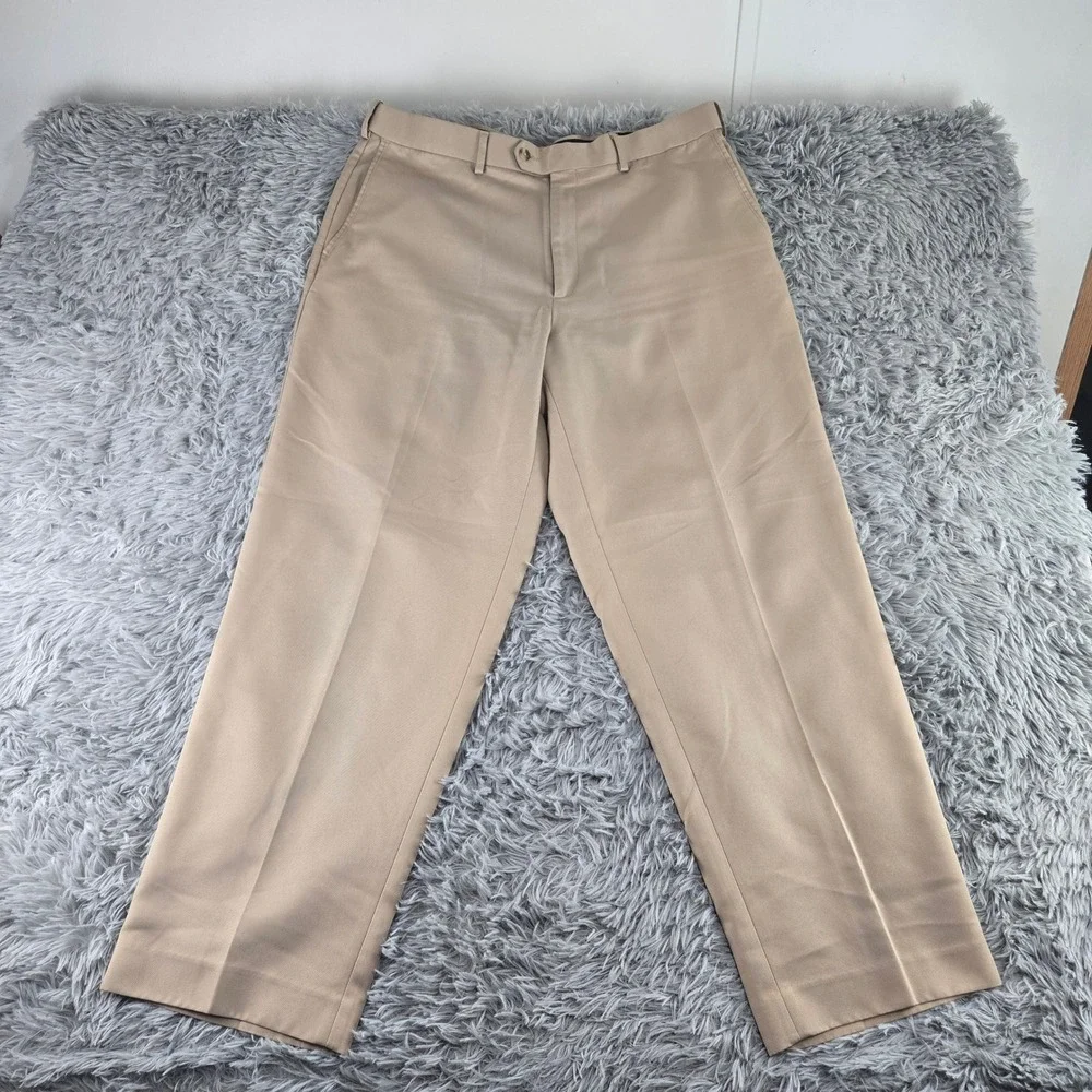 Roundtree & Yorke Mens 38x30 Brown Tan Black Easy Care‎ Dress Pants Bundle 3pk